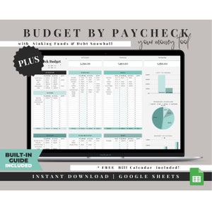 Budget Template Google Sheets, Monthly Paycheck Budget Planner, Bi Weekly Budget Spreadsheet, Simple Budget Tracker, Fortnightly Budget