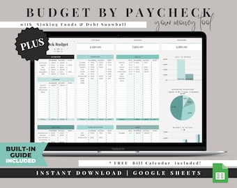 Budget Template Google Sheets, Monthly Paycheck Budget Planner, Bi Weekly Budget Spreadsheet, Simple Budget Tracker, Fortnightly Budget