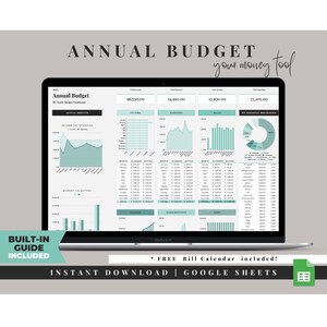 Annual Budget Spreadsheet, Monthly Budget Planner, Google Sheets, Simple Budget Template, Budget Tracker, Personal Finance Spreadsheet