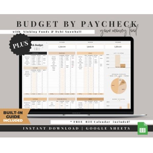 Paycheck Budget Spreadsheet, Bi Weekly Budget Planner, Monthly Budget Template Google Sheets, Simple Budget Tracker, Fortnightly Budget image 1