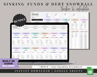 Debt Snowball Spreadsheet, Debt Tracker, Google Sheets, Savings Tracker, Financial Spreadsheet, Debt Payoff Tracker, Sinking Funds Tracker