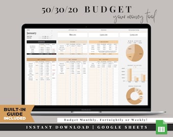 50 30 20 Budget Spreadsheet, Simple Monthly Budget Planner, Paycheck Budget Template, Google Sheets, Weekly Budget Tracker, 70 20 10 Budget