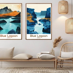 Blue Lagoon Iceland Travel Poster: Vintage Canvas Wall Art