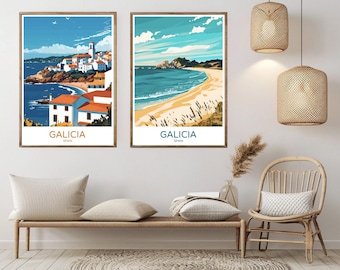Galicia Spain Travel Poster: Vintage Atlantic Ocean Art Print