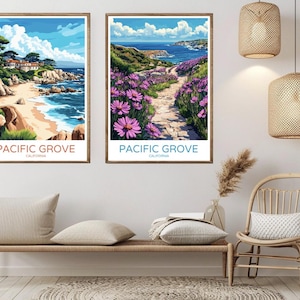 Pacific Grove Vintage Travel Poster: California Beach Art (Digital Print)