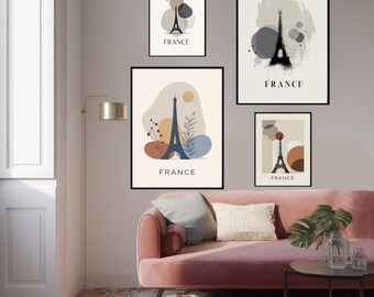 Eiffel Tower Poster: Minimalist France Art Print, Neutral Tones