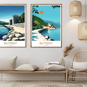 Butrint National Park Albania Poster Travel Paper Print Butrint Park Vlorë Canvas Vintage Travel Art Poster Wall Albania Illustration Gift