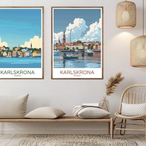 Karlskrona Sweden Poster Travel Paper Print Karlskrona Coast Guard Canvas Vintage Travel Art Poster Wall Decor Sweden Illustration Gift