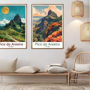 Print Pico do Areeiro, Portugal: vintage reisposter, muurkunst Madeira