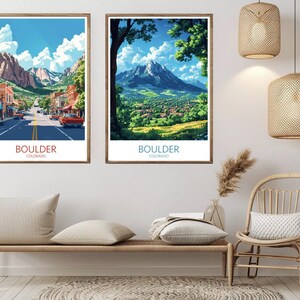 Boulder Colorado Travel Poster: Vintage Rocky Mountains Art Print