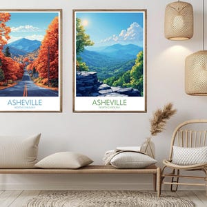 Asheville North Carolina Poster Travel Paper Print Asheville United States Canvas Vintage Travel Art Poster Wall USA Illustration Gift
