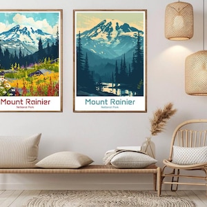 Mount Rainier National Park Vintage Travel Poster Art Print