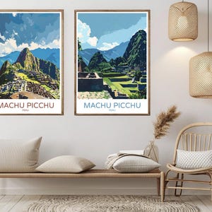 Machu Picchu Peru Poster Travel Paper Print Cordillera Machu Picchu Inca Canvas Vintage Travel Art Poster Peru Wall Illustration Gift