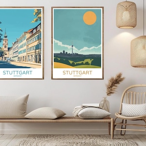 Stuttgart Germany Travel Poster: Vintage City Art Print