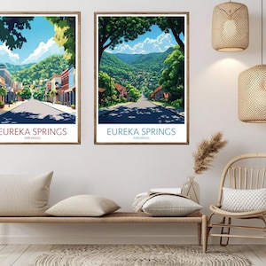 Eureka Springs Arkansas Poster Travel Paper Print Eureka Springs United States Canvas Vintage Travel Art USA Poster Wall Illustration Gift