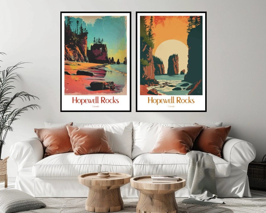 Hopewell Rocks Canada Poster Travel Print Canada Hopewell Rocks Canvas ...