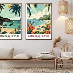 Galápagos Islands Ecuador Poster Travel Paper Print Islands Galapagos Canvas Vintage Travel Art Poster Wall Ecuador Illustration Gift