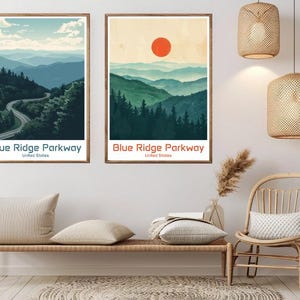 Blue Ridge Parkway Poster Travel Paper Print National Parkway American Road Canvas Vintage Travel Art Poster Wall USA Illustration Gift