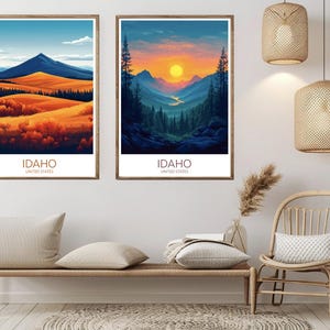 Póster del estado de Idaho, impresión digital, belleza natural de Idaho, Estados Unidos, lienzo, decoración vintage para el hogar, arte de pared, ilustración, regalo