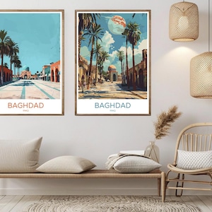 Baghdad Iraq Vintage Travel Poster: Tigris River Sunset Art Print