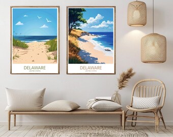 Delaware Travel Poster: Vintage Landscape Art Print