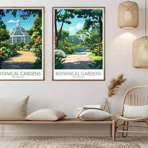 Birmingham Botanical Gardens Poster Digitaldruck Edgbaston England Natur Leinwand Vintage Reise Wandkunst Illustration Geschenk Wohnkultur