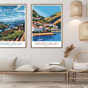 Douro Valley Portugal Poster Travel Paper Print Douro Wine Region Valley Canvas Vintage Travel Poster Wall Art Digital Illustration Gift