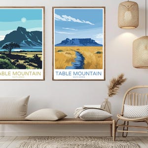 Table Mountain South Africa Vintage Travel Poster Print