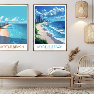 Myrtle Beach South Carolina Poster Travel Paper Print Myrtle United States Canvas Vintage Travel Art Poster Wall USA Illustration Gift