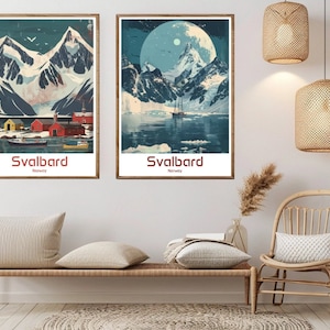 Svalbard Norway Poster Travel Print Canvas Norway Svalbard Vintage Travel Wall Poster Home Decor Norway Illustration Gift