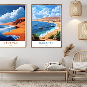 Paracas Peru Travel Poster: Vintage Beach Landscape Art Print