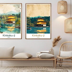 Kinkaku-ji Temple Kyoto Vintage Travel Poster: Japanese Art Print