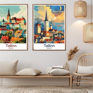 Tallinn Estonia Travel Poster: Vintage Cityscape Art Print