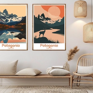 Patagonia Argentina Poster Travel Print Argentina Patagonia Canvas Vintage Travel Poster Wall Decor Argentina Illustration Gift