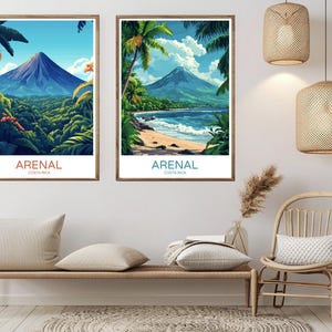 Arenal Volcano Costa Rica Travel Poster: Vintage Nature Art Print