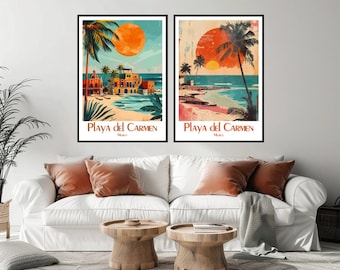 Playa del Carmen Travel Poster: Vintage Mexico Beach Print