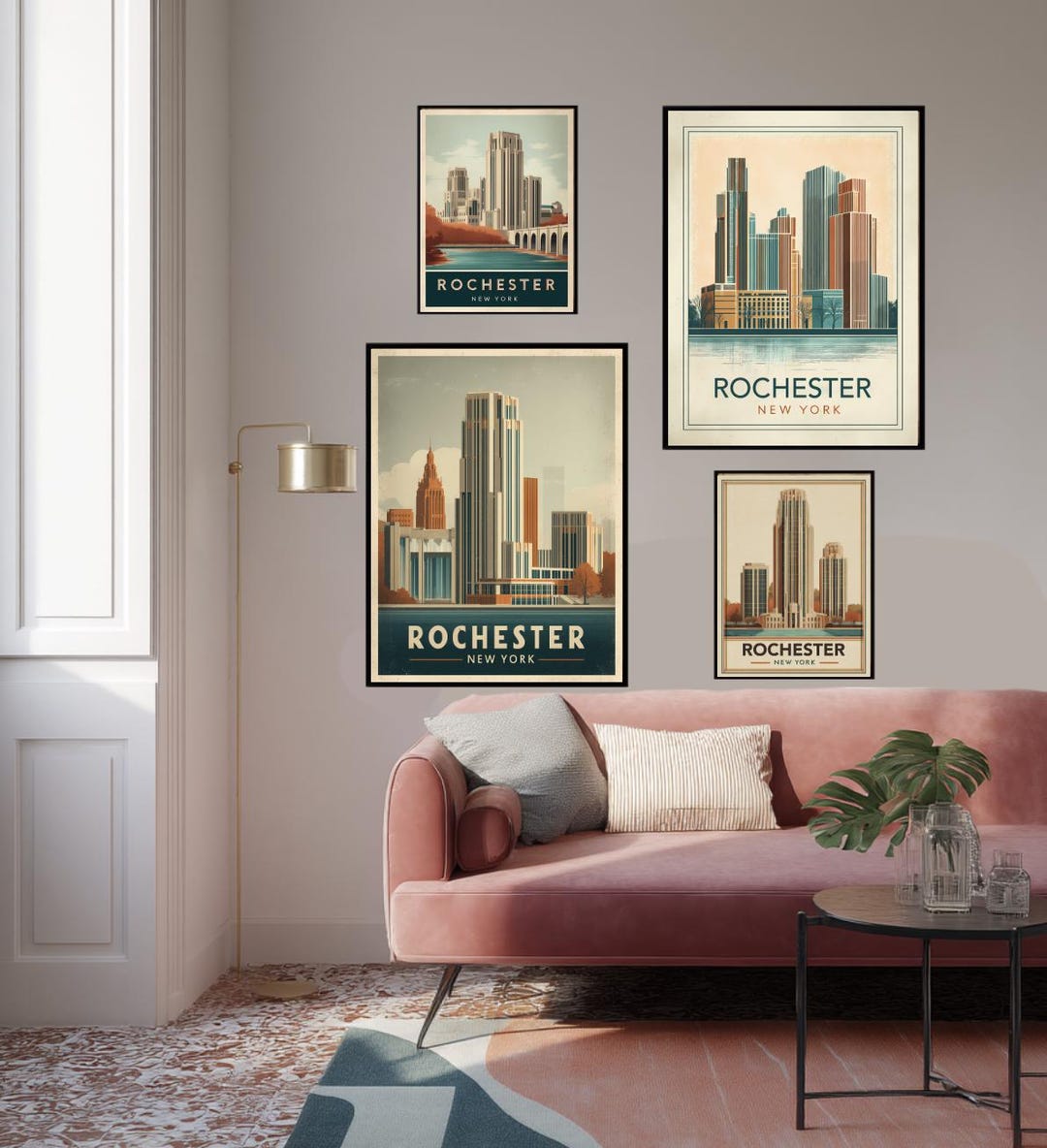 Rochester New York Travel Poster Art Print, Vintage Art Deco Wall Art ...