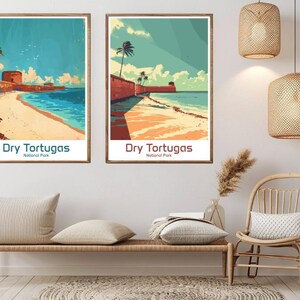 Parco nazionale di Dry Tortugas Florida Poster Carta da viaggio Stampa Key West American Canvas Vintage Travel Art Poster da parete USA Illustrazione Regalo