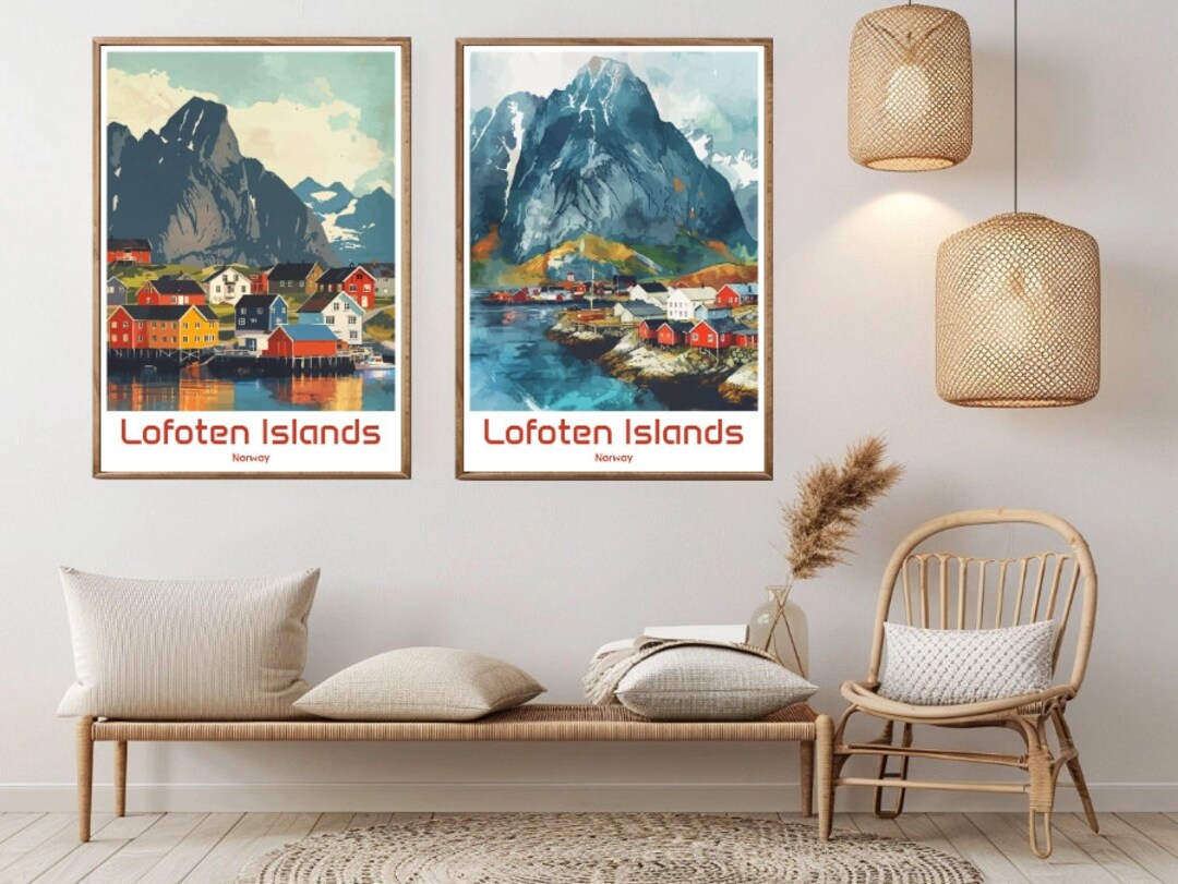 Lofoten Island Home Decor Reference: Lofoten Islands Norway Travel Poster Vintage Home Decor