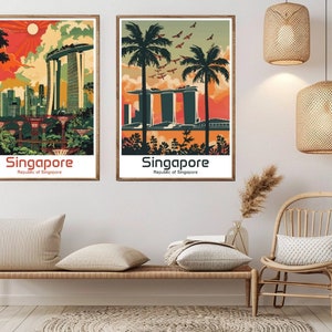 Singapore Travel Poster: Vintage Style City Wall Art