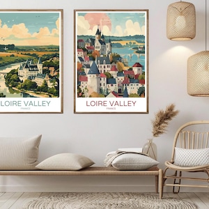 Loire Valley France Poster Travel Paper Print Dordogne Loire Valley Pyrenees Canvas Vintage Travel Art Poster Wall France Illustration Gift