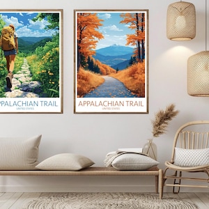 Appalachian Trail Poster Travel Paper Print Appalachian Landscape United States Canvas Vintage Travel Art Poster Wall USA Illustration Gift