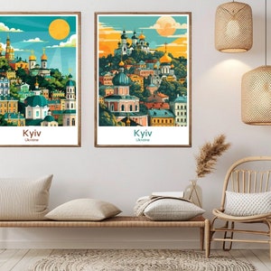 Kyiv Ukraine Poster Travel Paper Print Ukraine Kyiv Canvas Vintage Travel Art Poster Wall Decor Ukraine Illustration Gift