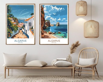Algarve Portugal Travel Poster: Vintage Style Art Print