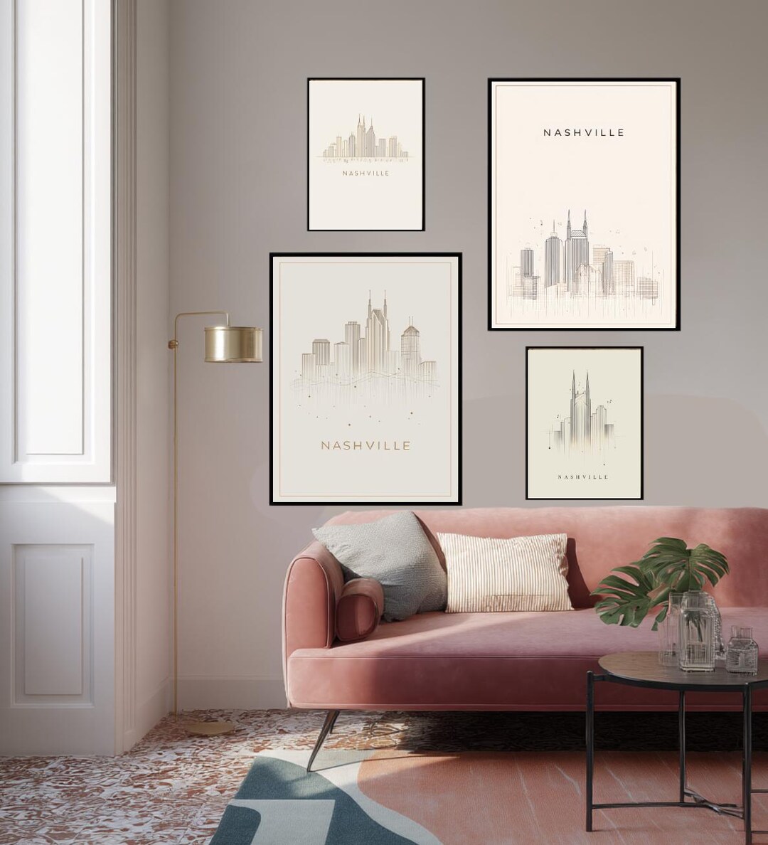 Image showcasing Nashville Tennessee Minimalist Poster Scandinavian Line Art City ...