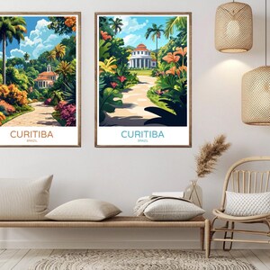 Botanischer Garten Von Curitiba Poster Reise Papierdruck Botanischer Garten Leinwand Vintage Reise Kunst Poster Wand Dekor Brasilien Illustration Geschenk
