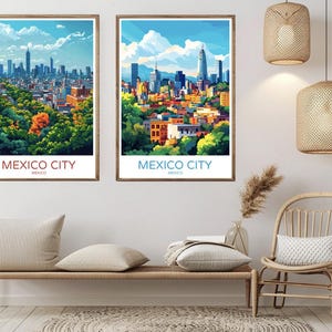 Affiche de Mexico, impression numérique, ville de Mexico, palais, beaux-arts, toile, Mexique, affiche de voyage vintage, art mural déco, illustration, cadeau