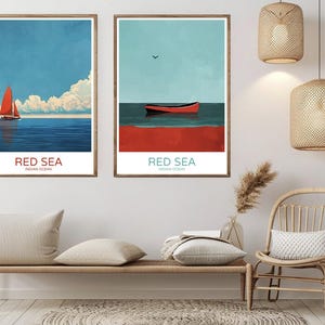Póster de viaje del océano Índico y el mar Rojo, impresión en papel, lienzo del mar Rojo, África, Asia, póster de arte de viaje vintage, ilustración del océano Índico para pared, regalo