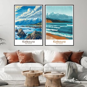 Kaikoura New Zealand Travel Poster: Vintage Highway Art Print