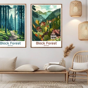 Schwarzwald Deutschland Poster Reisedruck Leinwand Schwarzwald Deutschland Natur Vintage Reise Wandposter Home Decor Deutschland Illustration Geschenk